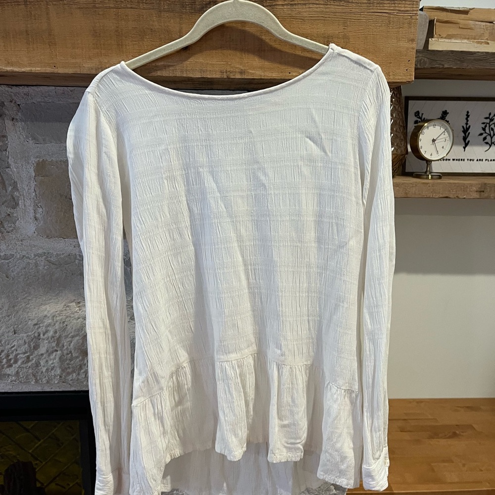 Loft peplum cream blouse small